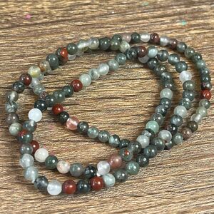 African Blood Stone NEW Crystal stretch bracelet one 7” 5mm beaded beads seftoni